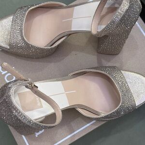 NWT Dolce Vita Elegant Gold Crystal Block Heels - size 10